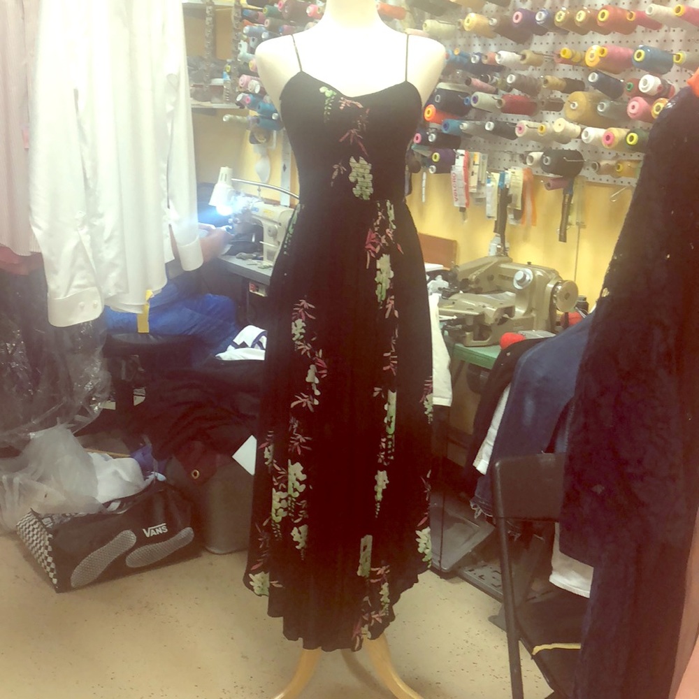 Black spaghetti strap free people maxi dress.